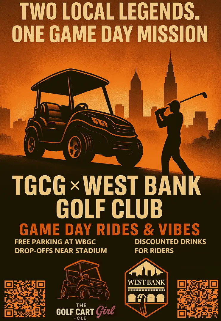 The Golf Cart Girl & West Bank Golf Club Browns Game Rides